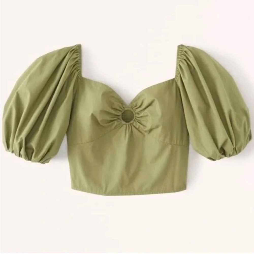 Abercrombie & Fitch Sage Green Puff Sleeve Blouse